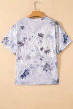 Gray Camouflage Woodland Print Drop Shoulder Tunic Tee
