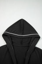 Black Contrast Trim Hooded Lounge Cardigan and Pants Set