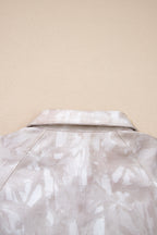 White Abstract Woodland Print Balloon Sleeve Pullover Drawstring Mini Skort Set