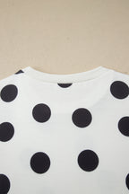 White Polka Dot Short Sleeve Top Casual Skort 2pcs Outfit